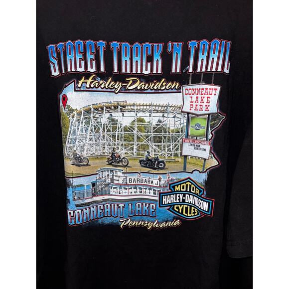 Harley Davidson double-sided image t-shirt black Conneaut Lake, PA 3XL - Picture 4 of 7